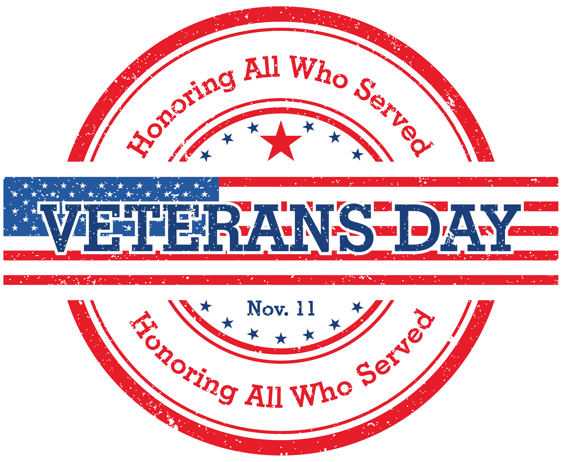 Patriotic Veterans Day Commemorative Clipart with Radiant Circular Design