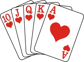 Royal Hearts Flush: A Classic Poker Hand Clipart Illustration of Winning Cards