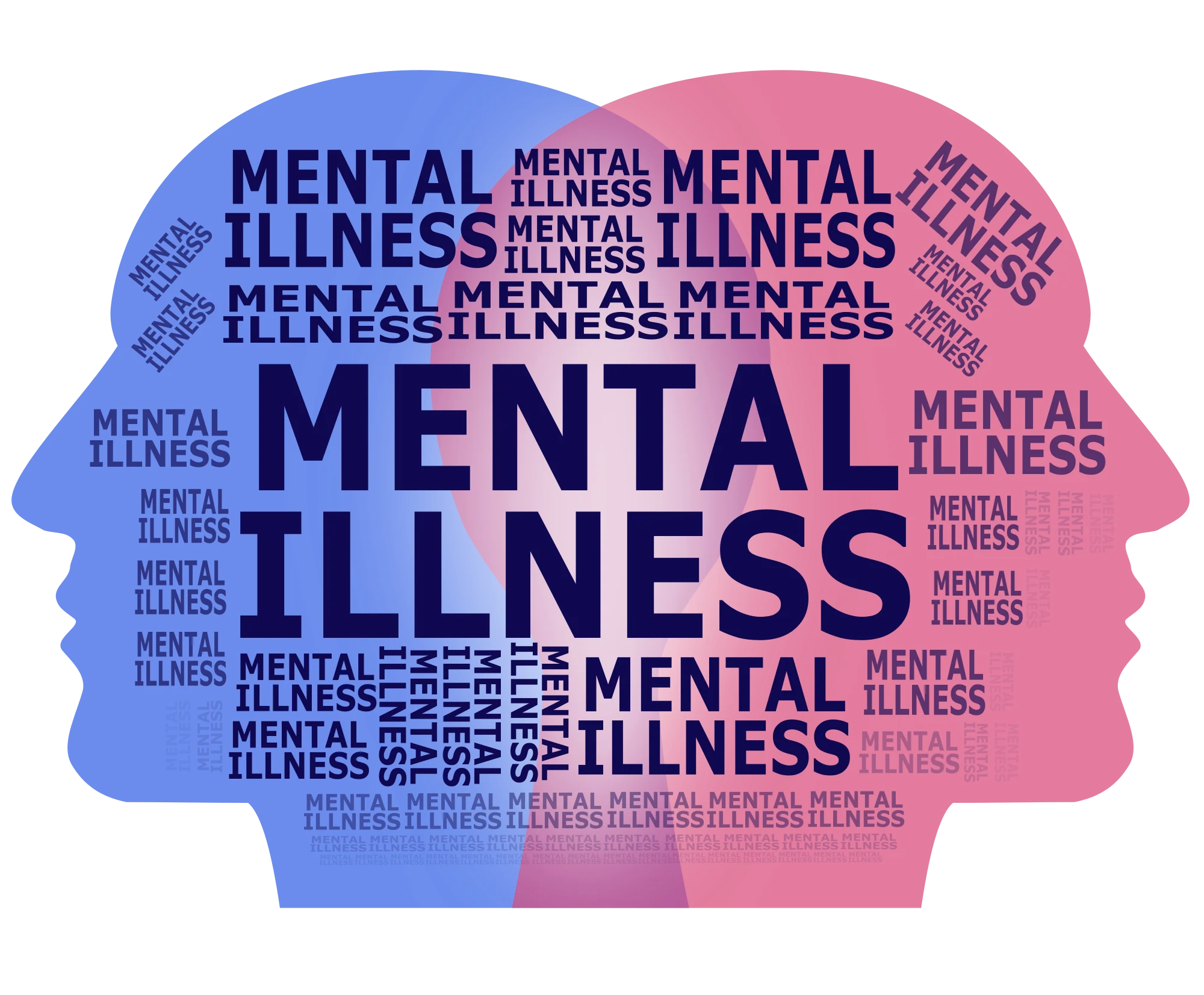 Silhouette Heads Expressing Mental Health Awareness Clipart Design