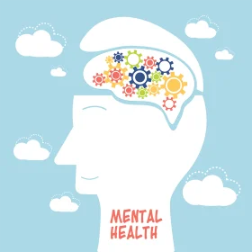 Silhouette Mind Gears: An Illustrative Representation of Mental Health Awareness Clipart