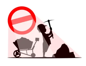 Silhouette of Child Labor Struggle: A Poignant Labor Rights Clipart Illustration