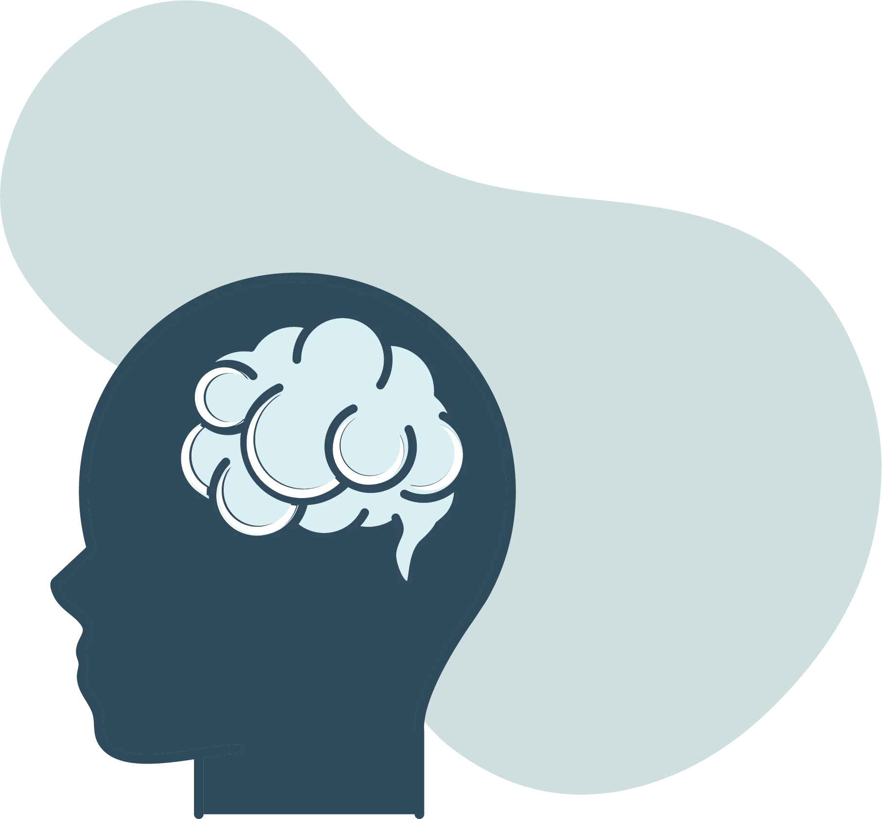 Silhouette of Human Profile Showcasing Brain Mental Health Awareness Clipart Design