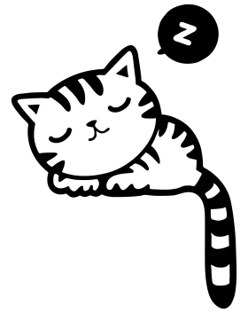 Sleepy Striped Tabby Cat Napping: Adorable Minimalist Black and White Clipart Design