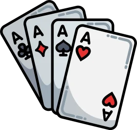 Stylized Four Ace Playing Cards Clipart in Grayscale Gaming Design