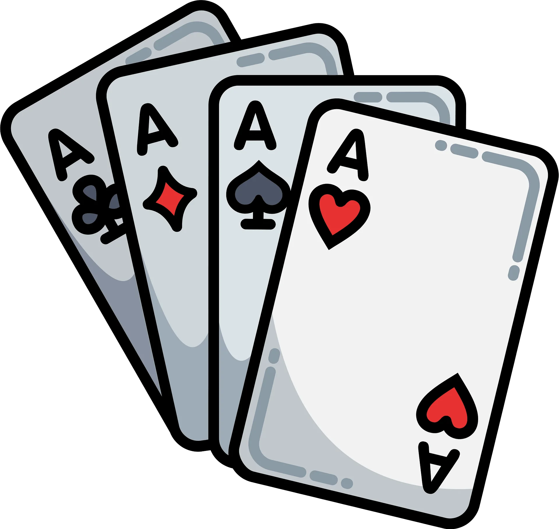 Stylized Four Ace Playing Cards Clipart in Grayscale Gaming Design