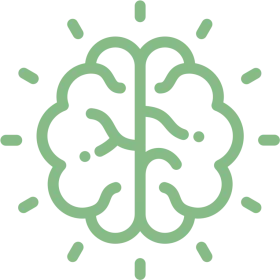 Stylized Green Brain Icon Symbolizing Mental Wellness and Cognitive Harmony Clipart