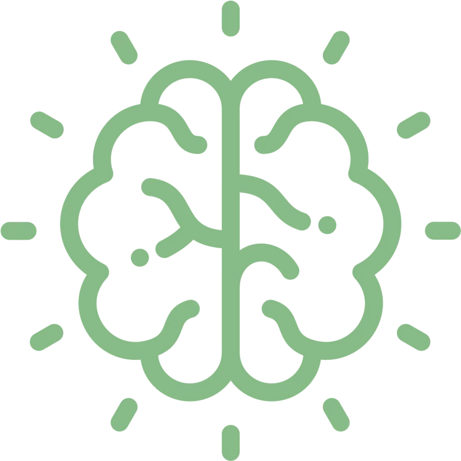 Stylized Green Brain Icon Symbolizing Mental Wellness and Cognitive Harmony Clipart