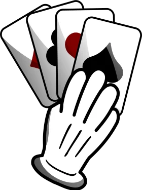 Stylized Playing Cards and Gloved Hand Clipart: Game Night Illustration