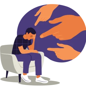 Understanding Mental Health Struggles: A Compassionate Clipart Illustration of Emotional Support