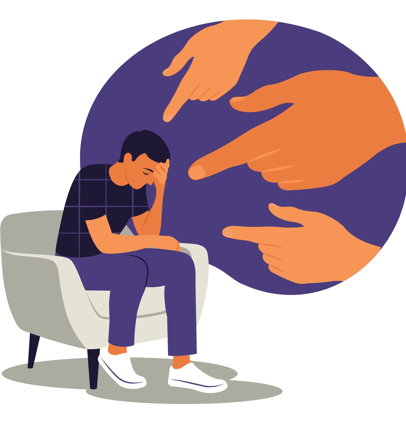 Understanding Mental Health Struggles: A Compassionate Clipart Illustration of Emotional Support