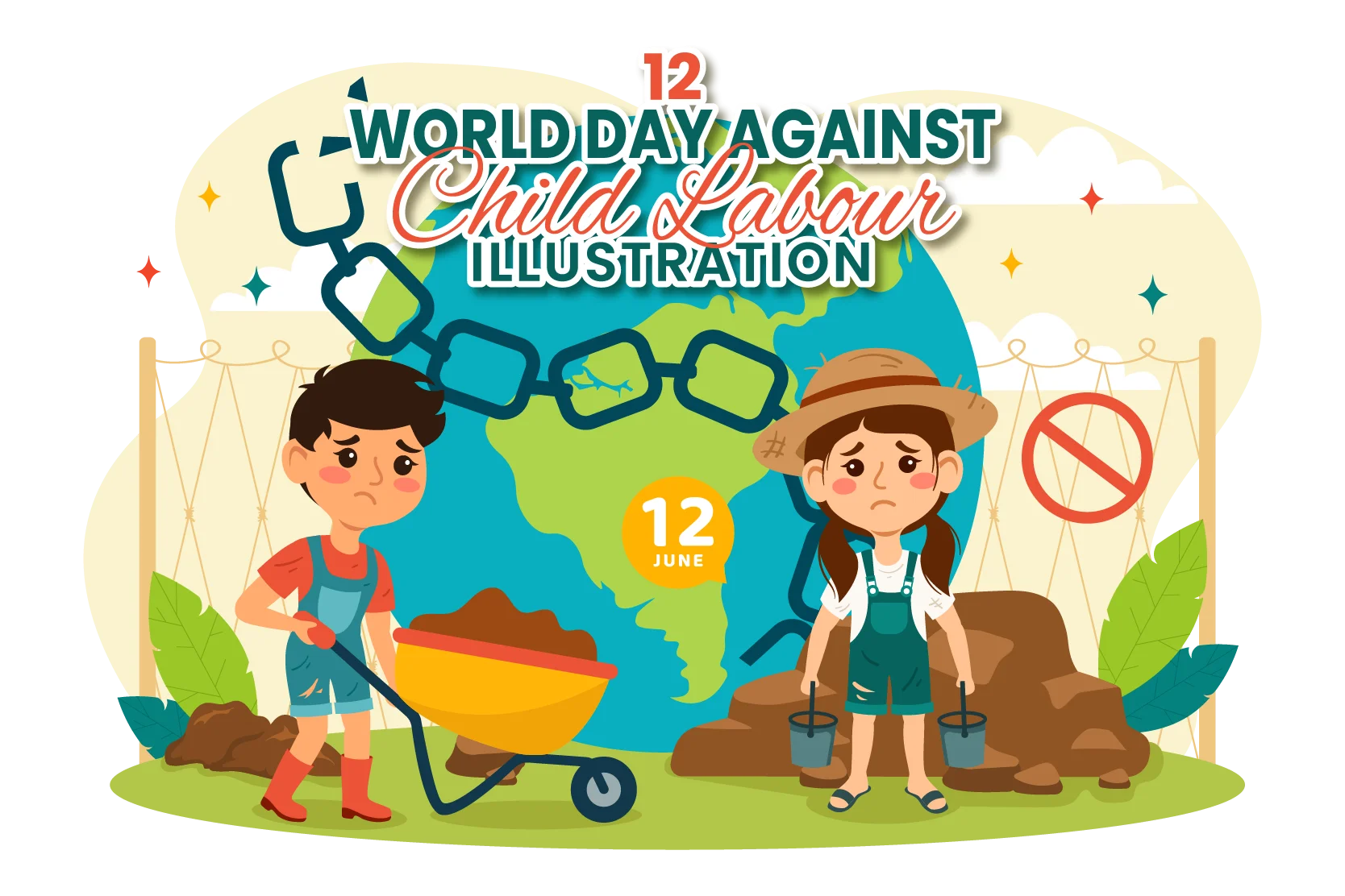 World Day Against Child Labor Awareness Cartoon Clipart Illustration Design
