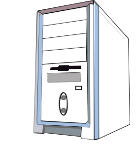 Classic Desktop Computer Tower Clipart Illustration in Soft Pastel Tones