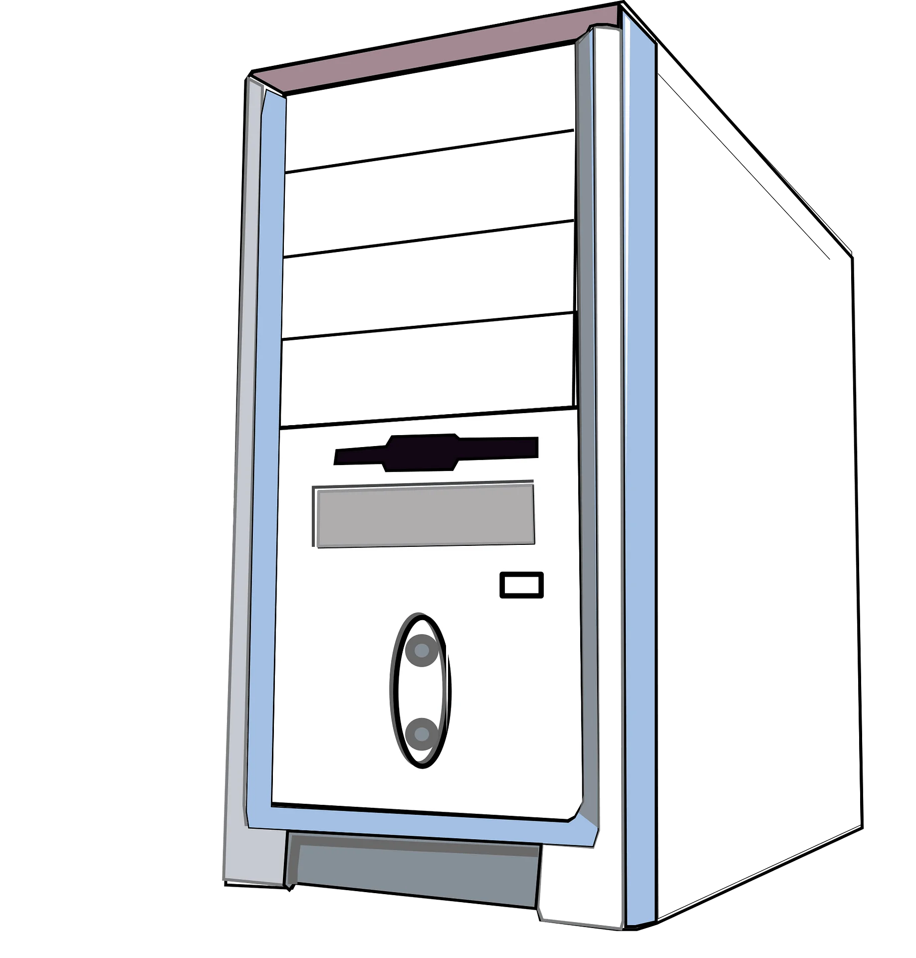 Classic Desktop Computer Tower Clipart Illustration in Soft Pastel Tones