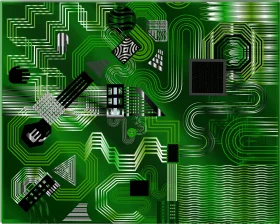 Complex Green Circuit Board Motherboard Architecture Clipart Design Illustration