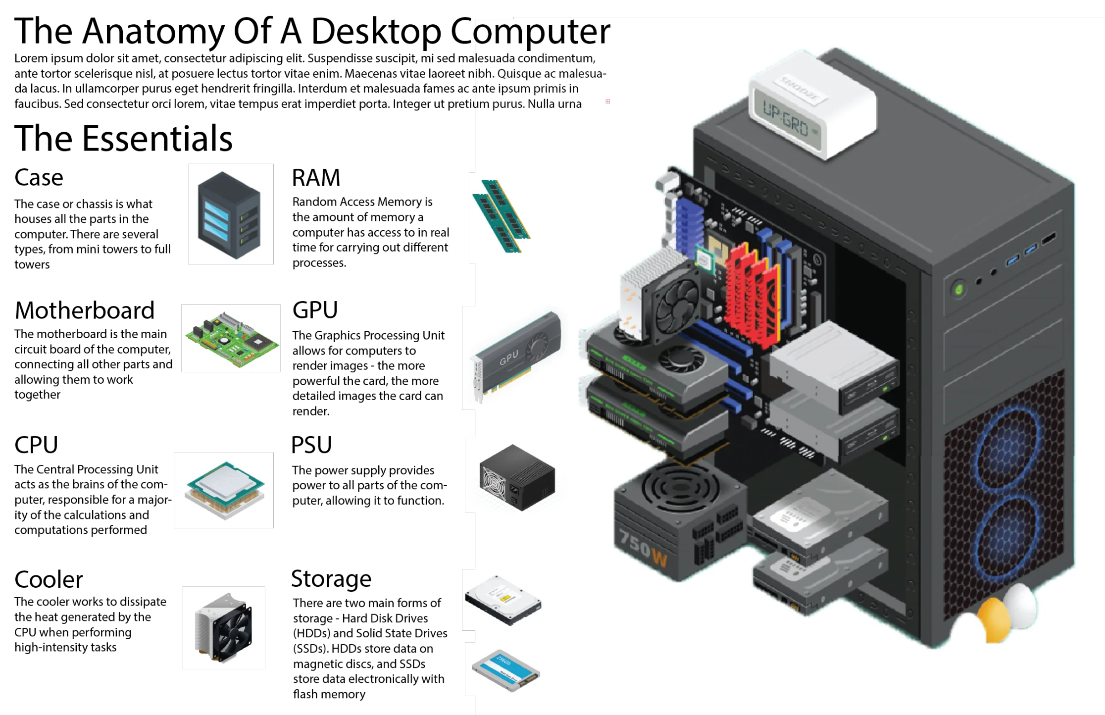 Comprehensive Anatomy of a Desktop Computer: Essential Components Clipart Guide