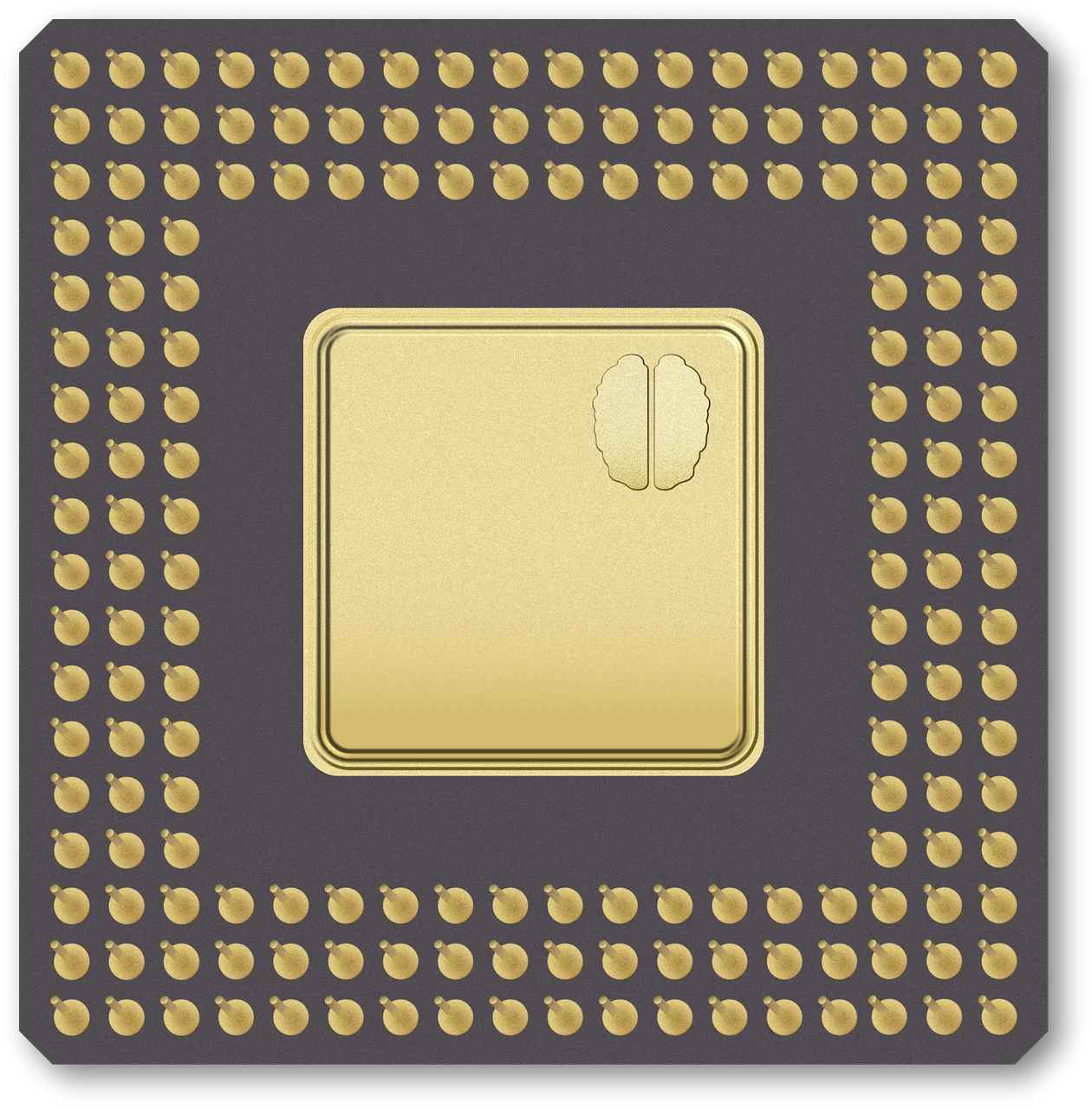 Detailed Computer Processor Chip Clipart with Golden Contact Points