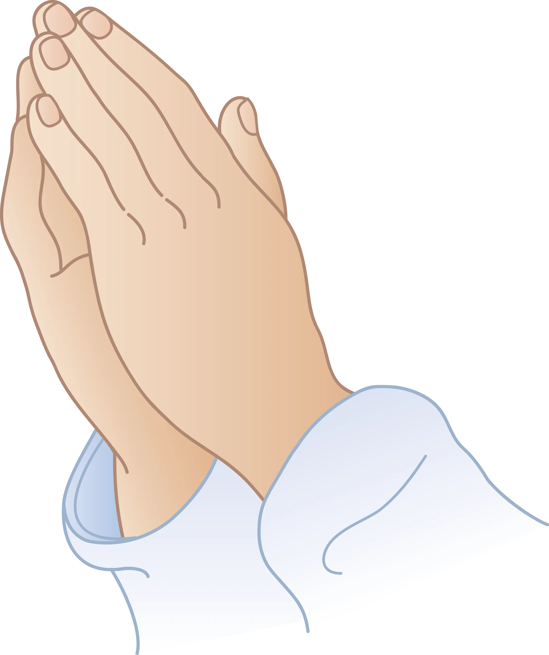 Gentle Spiritual Moment: Serene Praying Hands Clipart Illustration in Soft Tones
