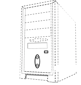 Minimalist Black and White Computer Tower Clipart Schematic Illustration