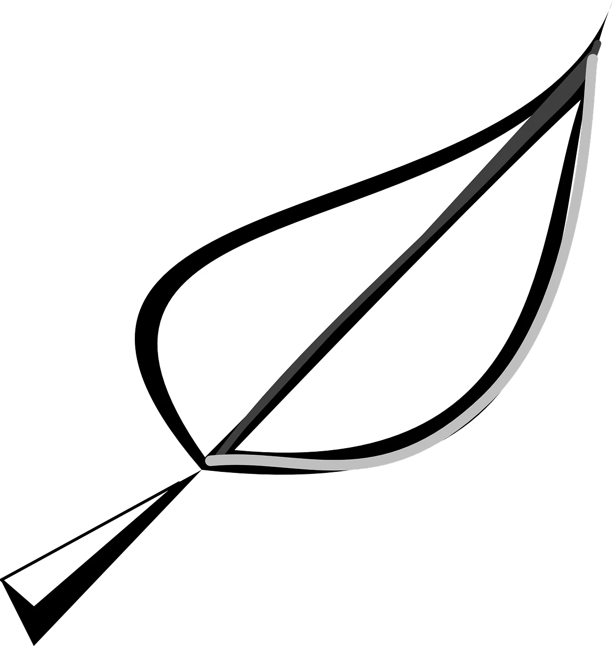 Minimalist Black and White Simple Leaf Clipart Design with Elegant Lines