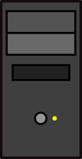 Minimalist Black Computer Tower Clipart with Power Indicators