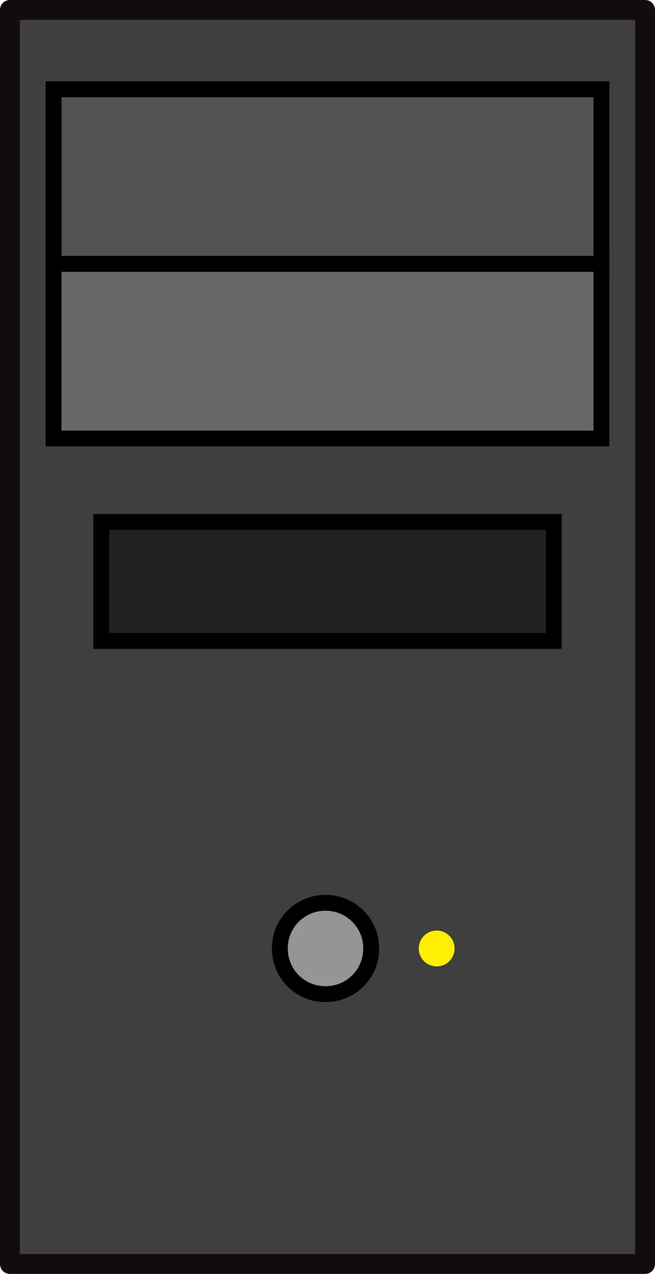 Minimalist Black Computer Tower Clipart with Power Indicators