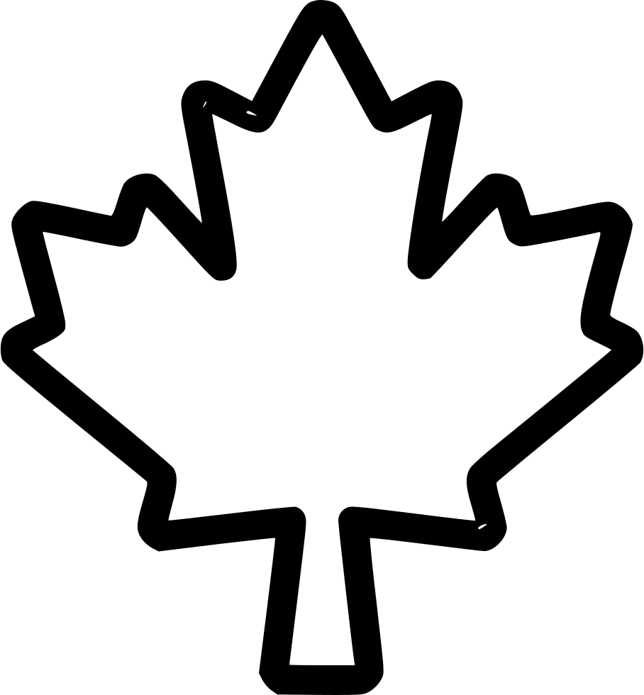Minimalist Canadian Maple Leaf Outline Clipart - Simple Iconic Symbol Design