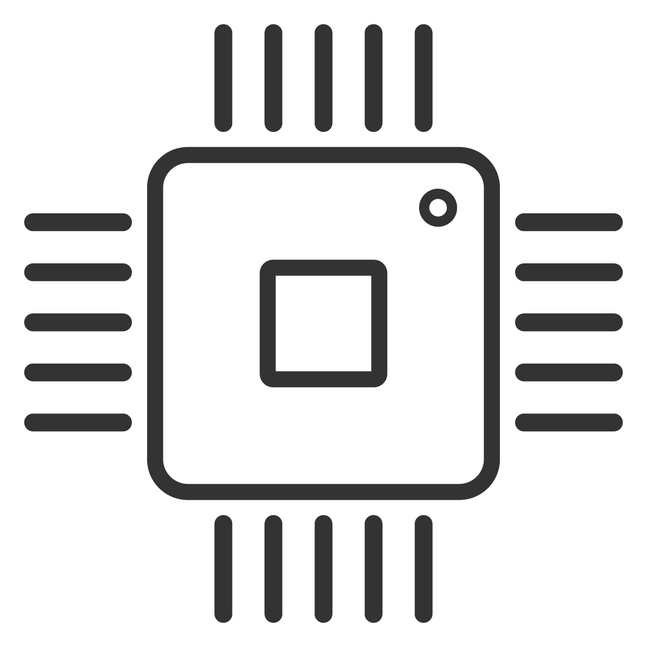Minimalist Computer Processor Chip Clipart Design with Geometric Lines