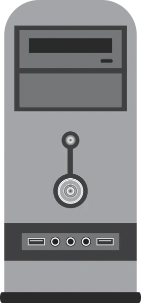 Minimalist Grayscale Computer Tower Clipart Design for Tech Enthusiasts