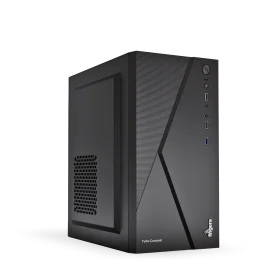 Modern Black Computer Tower Desktop PC Case Minimalist Clipart Design