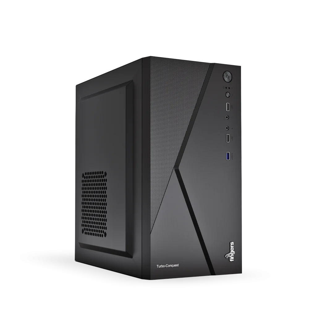 Modern Black Computer Tower Desktop PC Case Minimalist Clipart Design