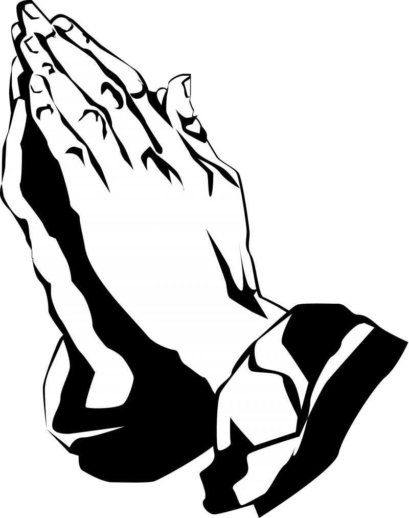 Monochrome Praying Hands Clipart - Spiritual Silhouette of Faith and Devotion