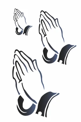 Sacred Monochrome Praying Hands Clipart - Spiritual Gesture of Faith and Reverence