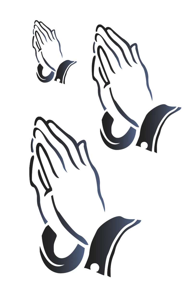 Sacred Monochrome Praying Hands Clipart - Spiritual Gesture of Faith and Reverence