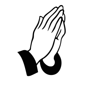 Serene Black and White Praying Hands Spiritual Clipart Illustration