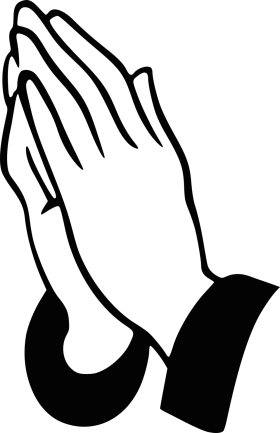 Serene Black and White Praying Hands Spiritual Clipart Illustration