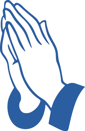 Serene Blue Minimalist Praying Hands Spiritual Clipart Illustration Design