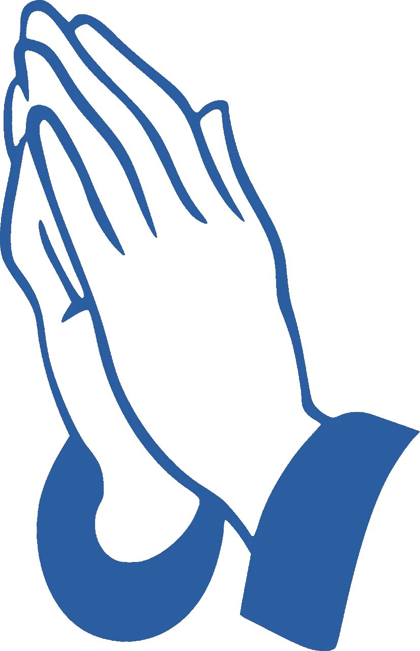 Serene Blue Minimalist Praying Hands Spiritual Clipart Illustration Design