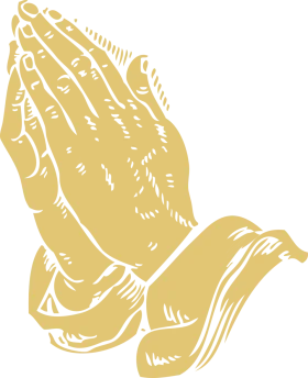 Serene Golden Praying Hands Clipart - A Symbol of Spiritual Reverence and Hope