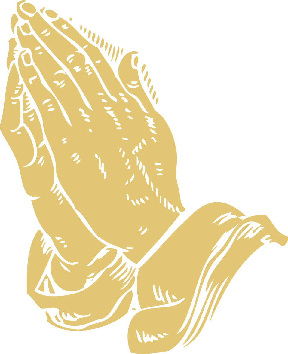 Serene Golden Praying Hands Clipart - A Symbol of Spiritual Reverence and Hope