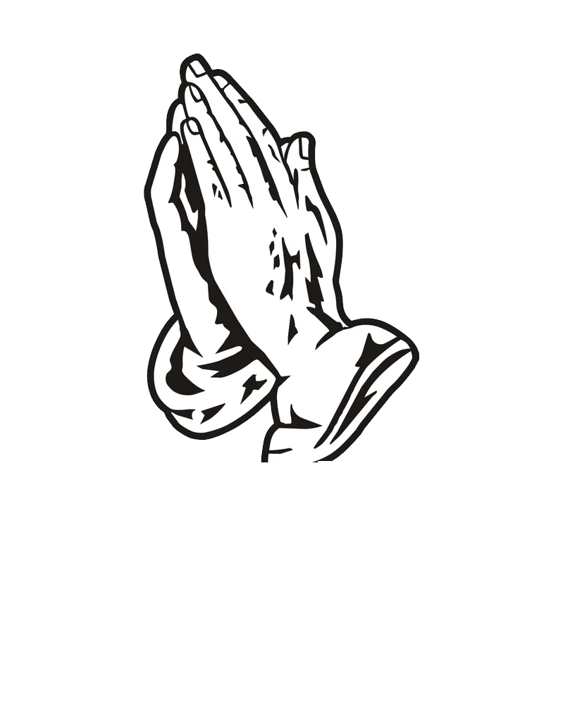 Serene Monochrome Praying Hands Clipart Illustration of Spiritual Devotion