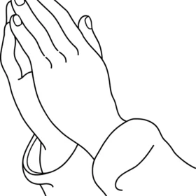Serene Monochrome Praying Hands Clipart - Spiritual Gesture of Hope and Faith