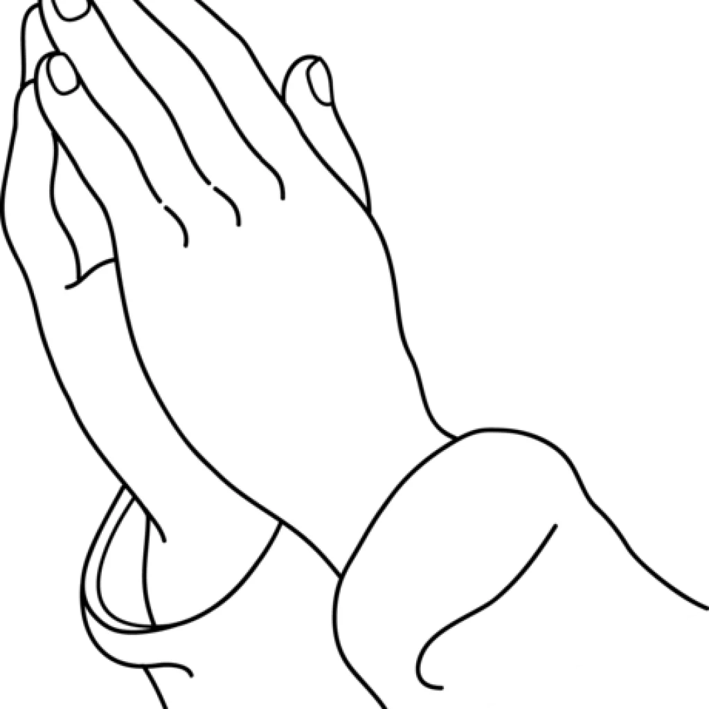 Serene Monochrome Praying Hands Clipart - Spiritual Gesture of Hope and Faith