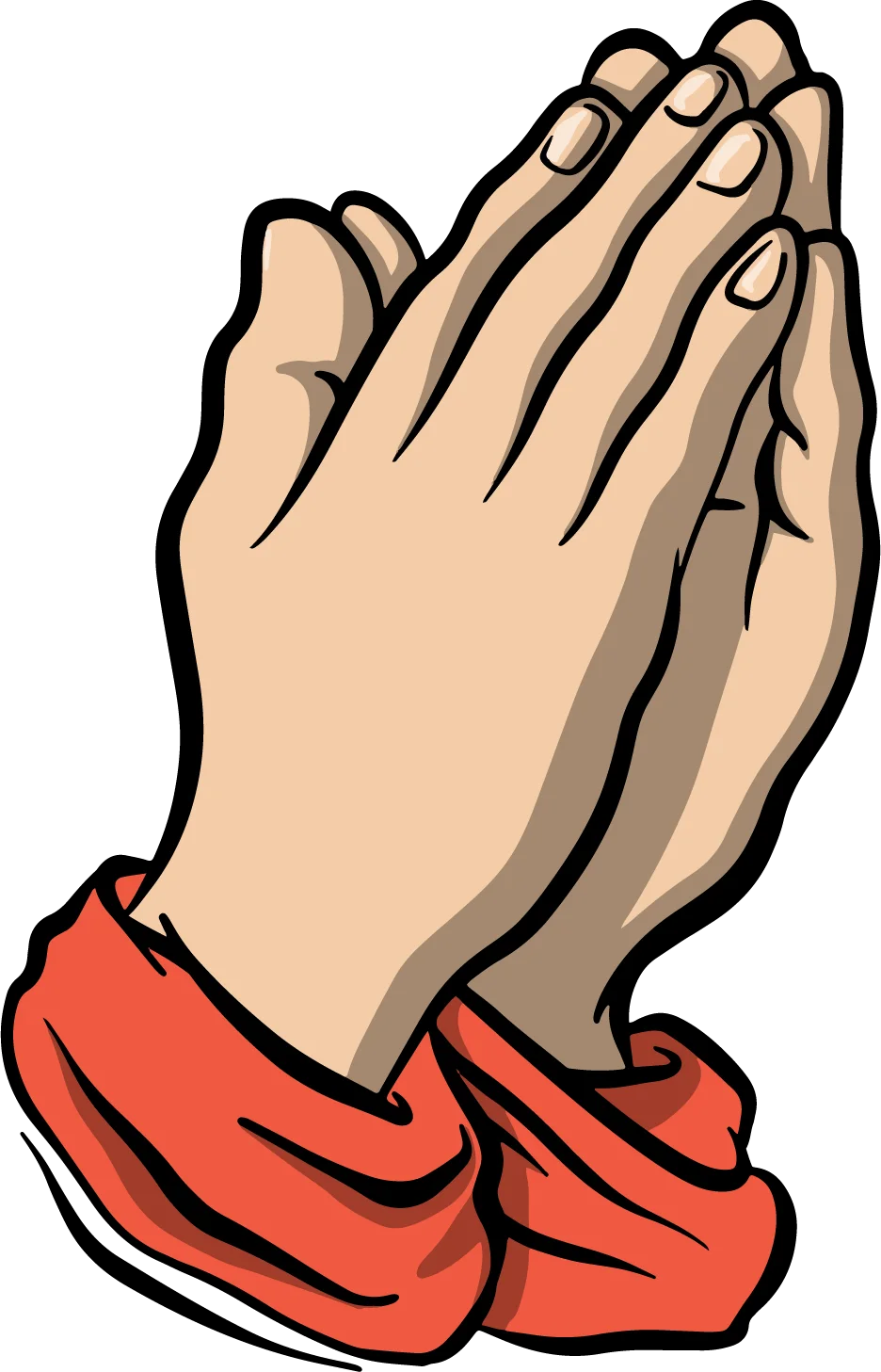 Serene Praying Hands Clipart Illustration with Warm Sleeve Accent