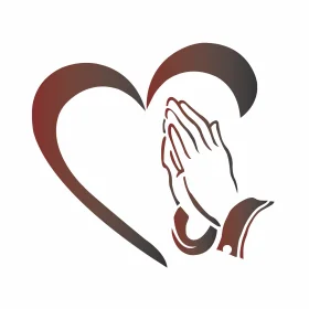 Soulful Praying Hands Silhouette Heart-Shaped Spiritual Clipart Design