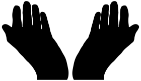 Silhouette of Open Palms Symbolizing Spiritual Connection Clipart Design