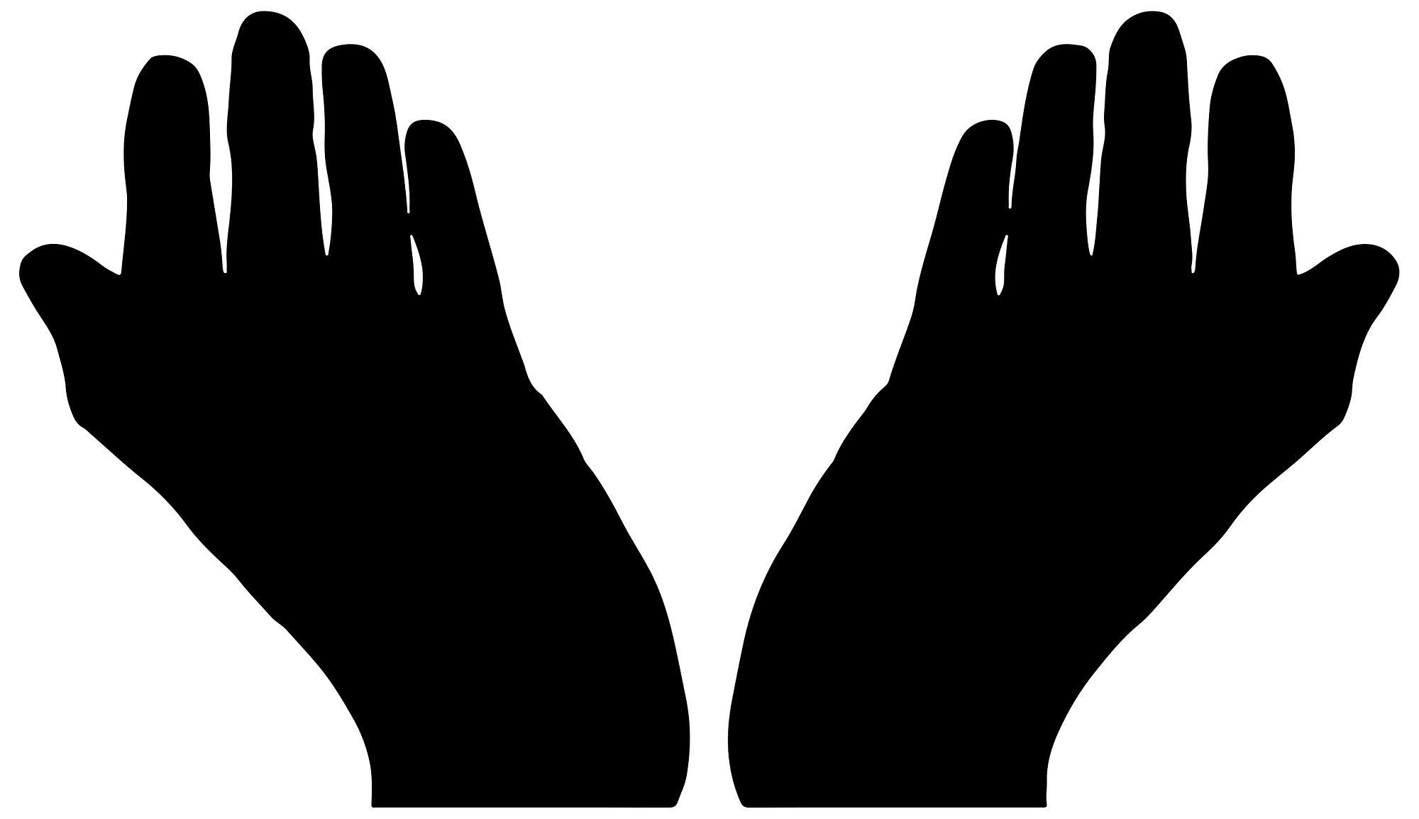 Silhouette of Open Palms Symbolizing Spiritual Connection Clipart Design