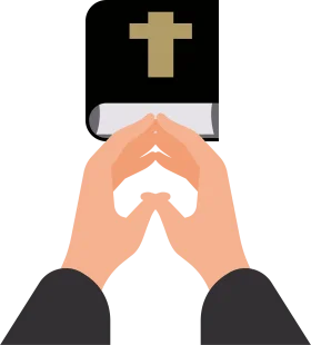 Spiritual Embrace: Hands of Faith Crossed in Prayer Clipart Illustration