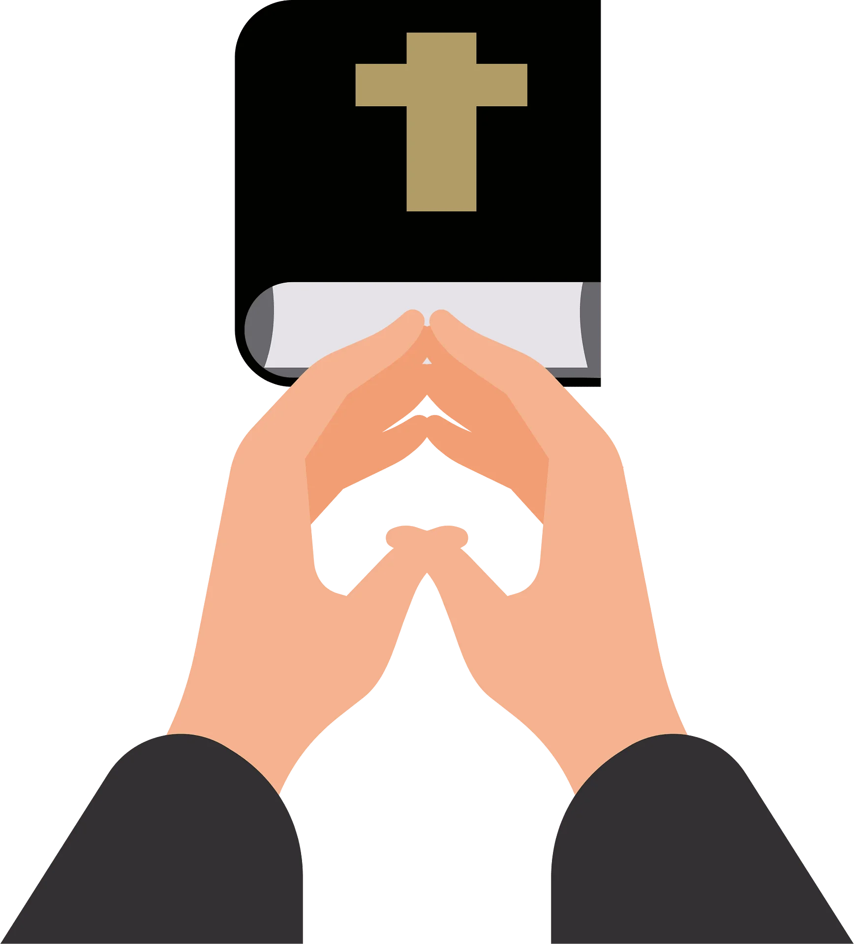 Spiritual Embrace: Hands of Faith Crossed in Prayer Clipart Illustration