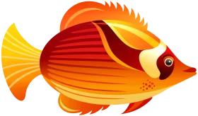 Tropical Flame-Colored Exotic Fish Illustration Seafood Clipart Design