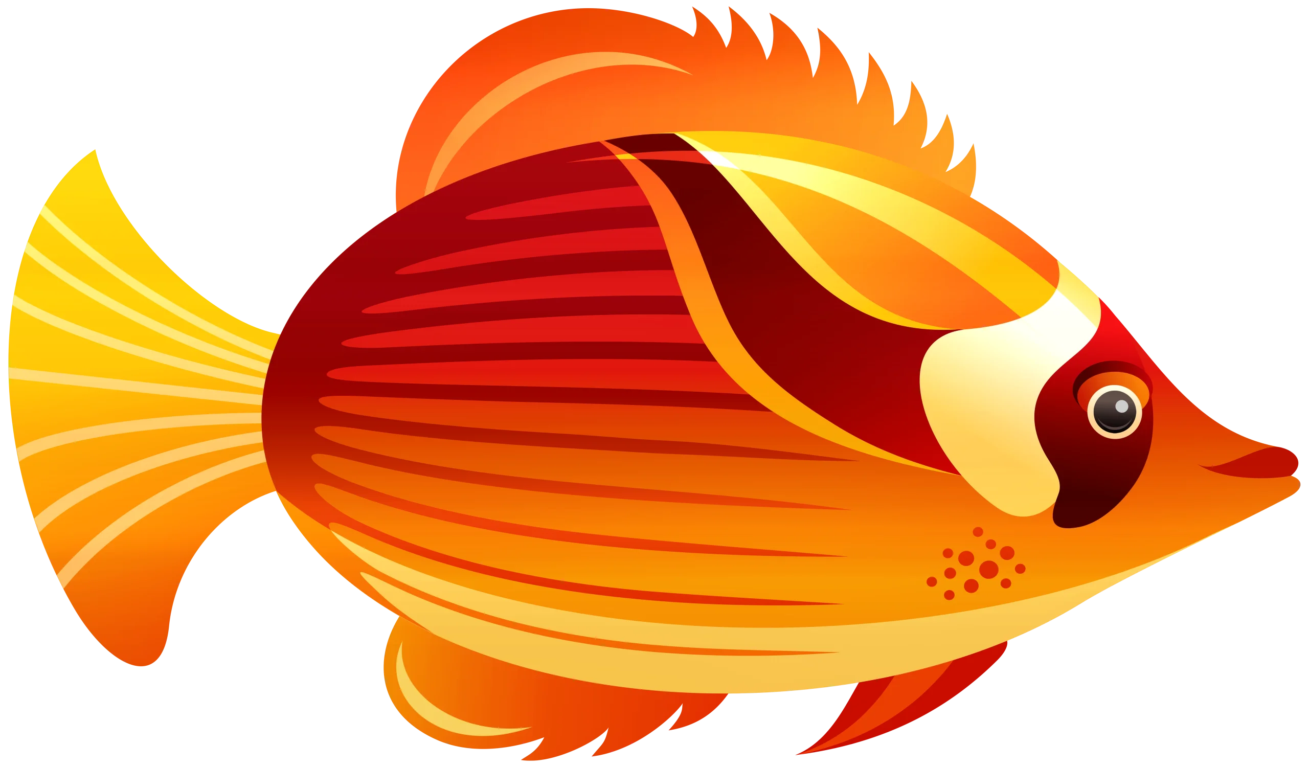 Tropical Flame-Colored Exotic Fish Illustration Seafood Clipart Design